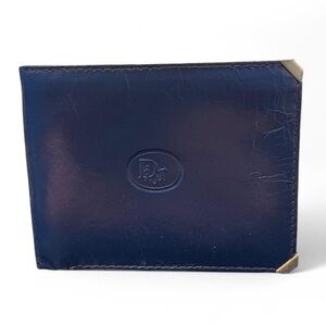 Vintage Dior Blue Calfskin Leather Bifold Wallet